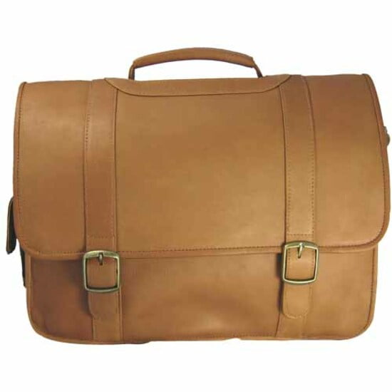 David King Leather Porthole Laptop Briefcase in Tan David King Leather Porthole Laptop Briefcase in Tan